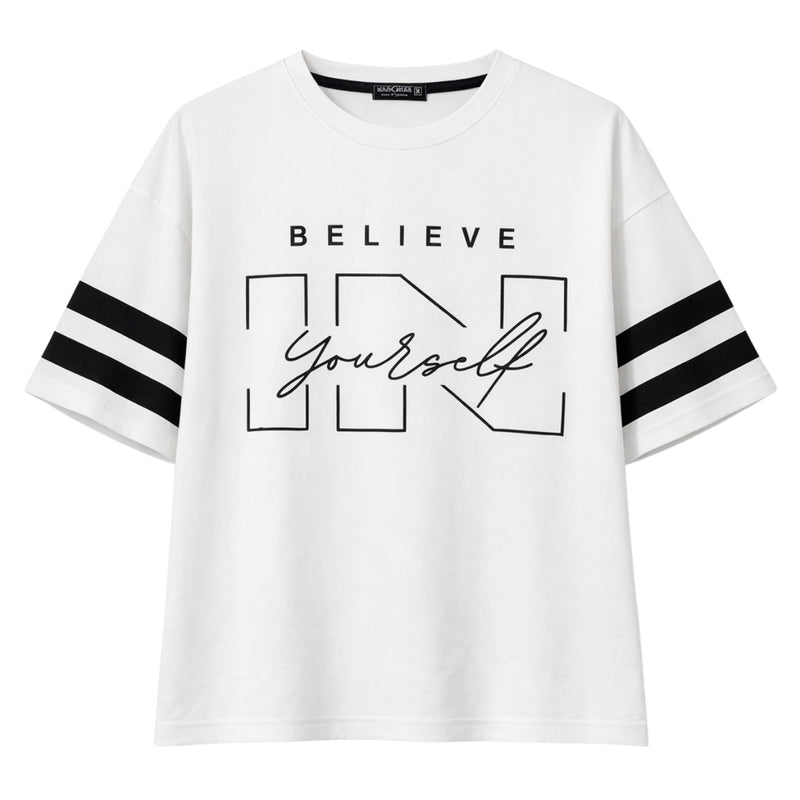 Unisex Oversized Graphic Printed Drop Shoulder T-Shirt - White