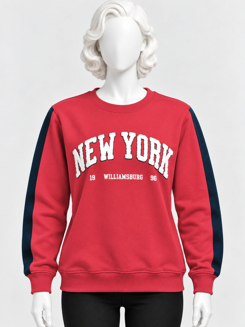Women's "New York" Printed Fleece Sweat Shirt