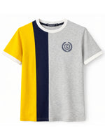 Men's Premium Vertical Panel Tee Shirt - Yellow / Navy / Grey