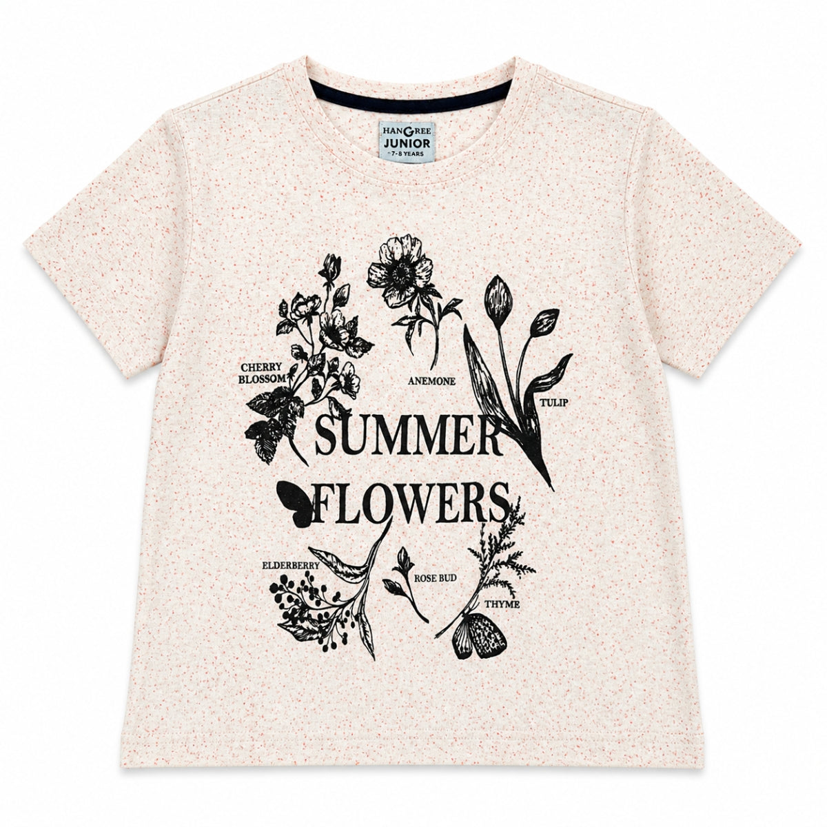 Girls’ Summer Flowers Graphic Printed T-Shirt – Off White