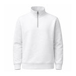 HG Premium Quilted Mock Neck Half Zipper Sweat Shirt - Super White