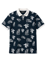 Men's Tropical Leaf Print Piqué Cotton Polo Shirt