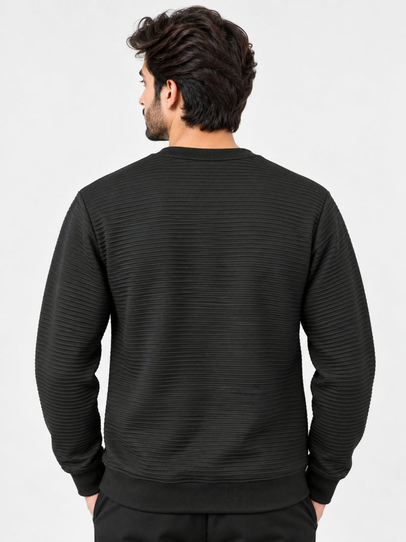HG Men's Premium Polyestre Fleece Pattern Sweat Shirt - Black
