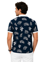 Men's Tropical Leaf Print Piqué Cotton Polo Shirt