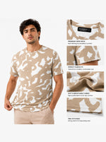 Men's Abstract Print Cotton Jersey T-Shirt - Sand & White