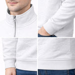 HG Premium Quilted Mock Neck Half Zipper Sweat Shirt - Super White