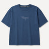Unisex Oversized Drop Shoulder Cotton Jersey T-Shirt - Steel Blue