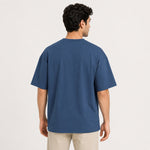 Unisex Oversized Drop Shoulder Cotton Jersey T-Shirt - Steel Blue