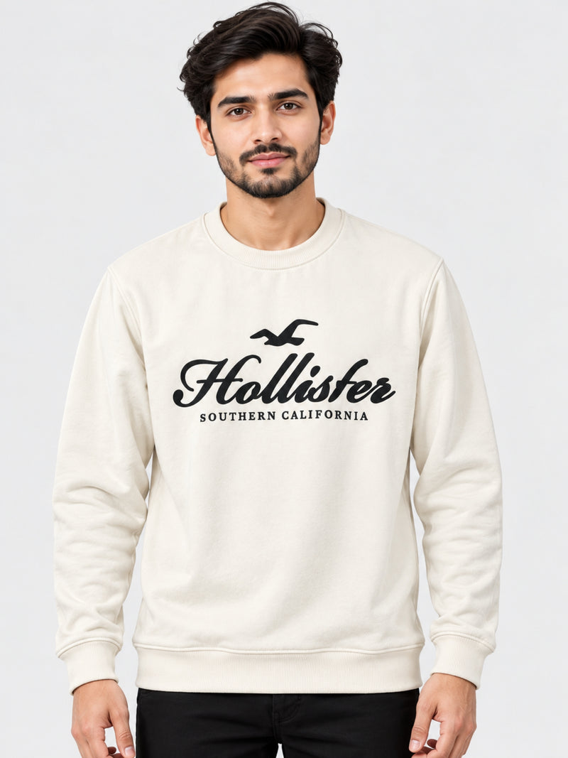Signature Printed Fleece Sweat Shirt - Off White