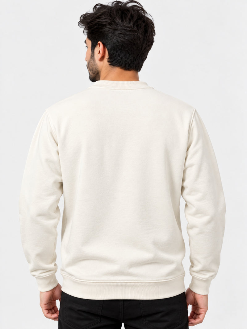 Signature Printed Fleece Sweat Shirt - Off White