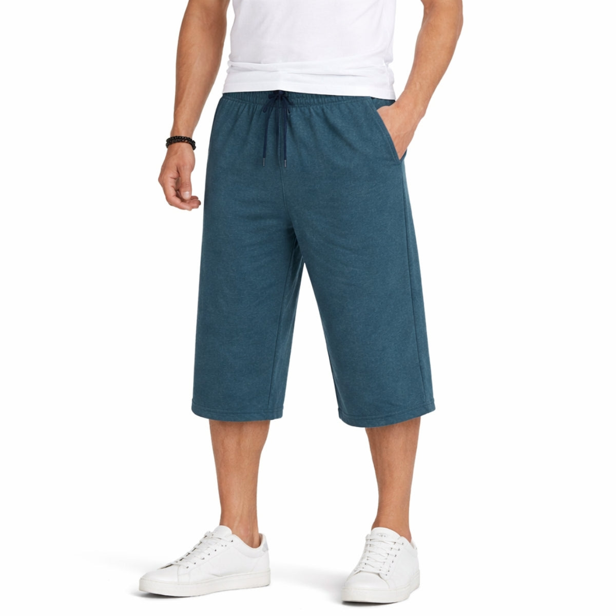 Men's Basic Summer Essential 3 Quarter Shorts - Blue Dianne
