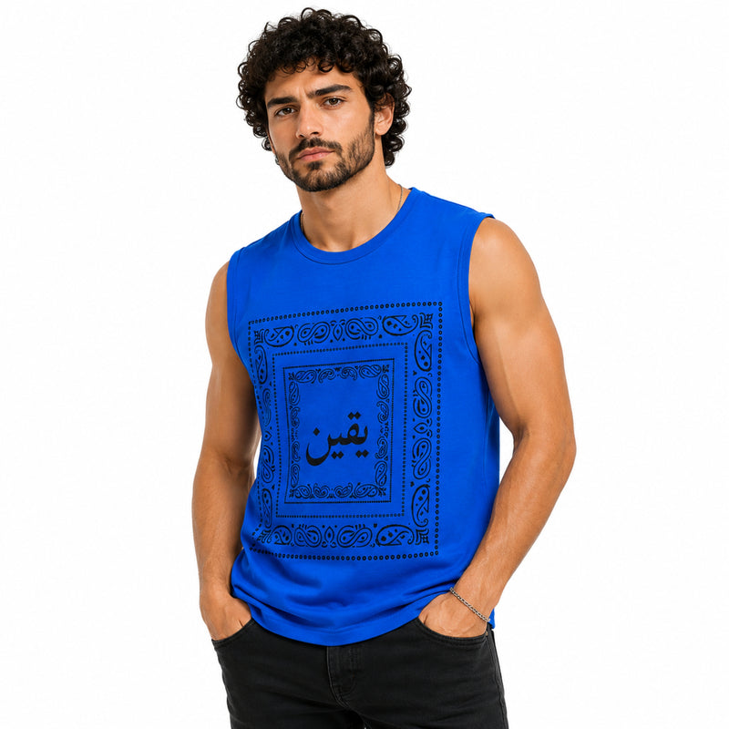 Men's Bandana Graphic Sleeveless Tank Top - Royal Blue