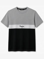 Men's Cut & Sew panel Tee Shirt - Gray, White & Black
