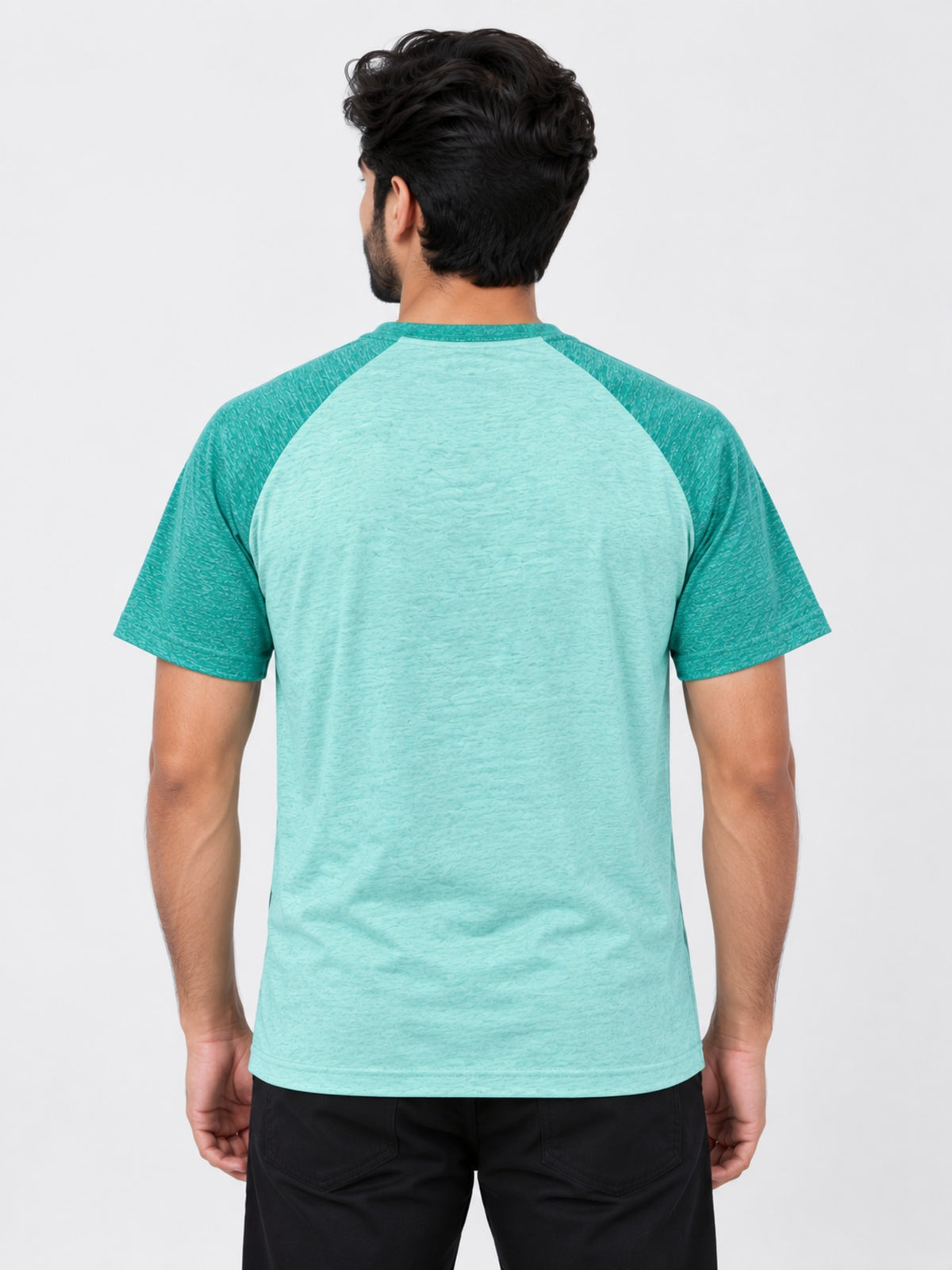 Signature Embroidered Raglan Combo Tee Shirt - Light Green