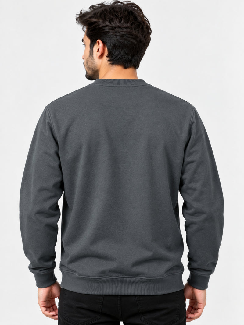 Men's Graphic Printed Sweat Shirt - Smoke Gray