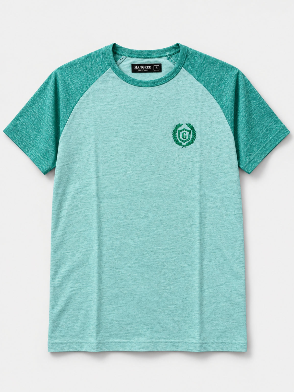 Signature Embroidered Raglan Combo Tee Shirt - Light Green