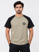 Signature Embroidered Contrast Sleeves Raglan Tee Shirt