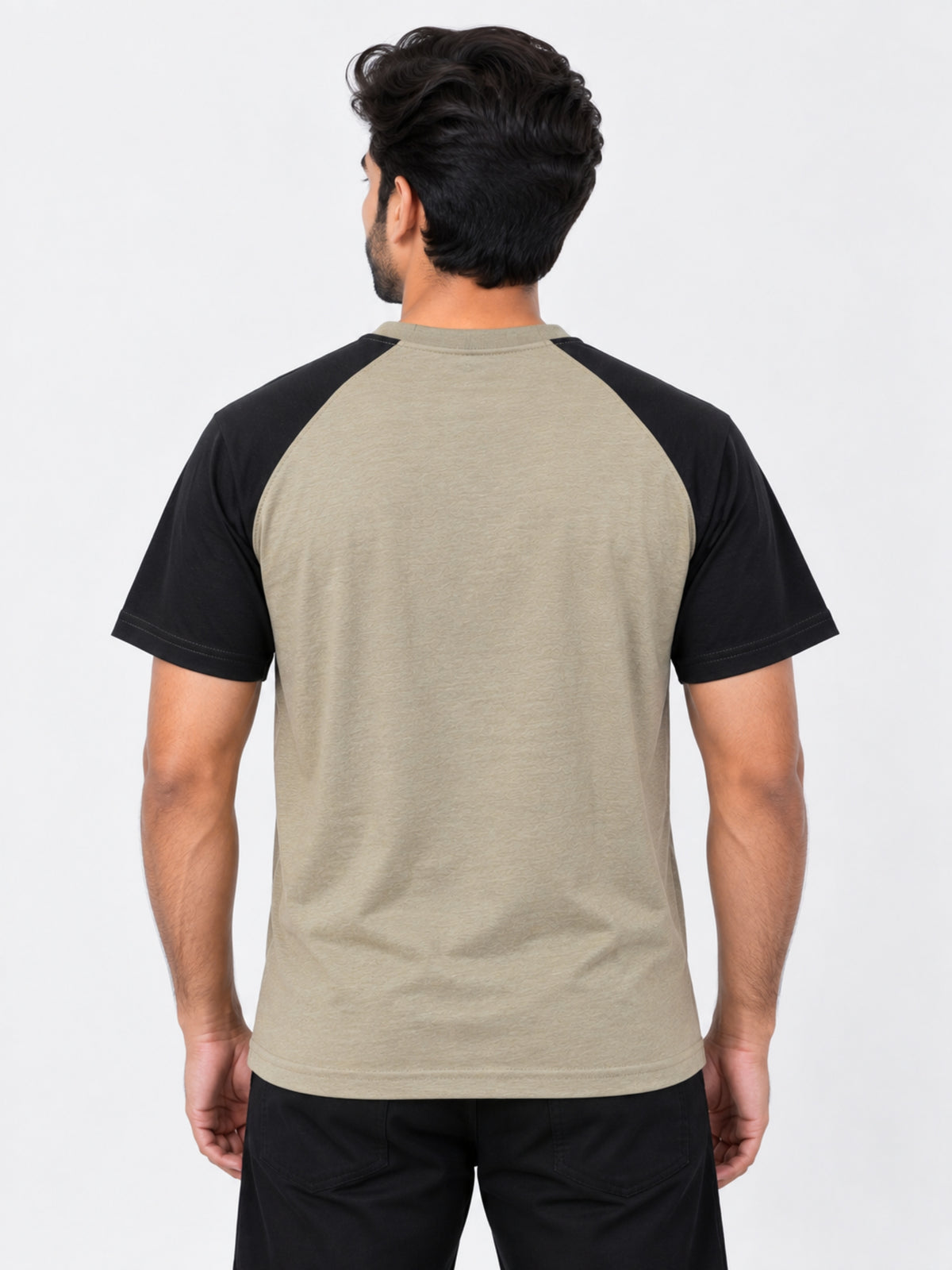 Signature Embroidered Contrast Sleeves Raglan Tee Shirt