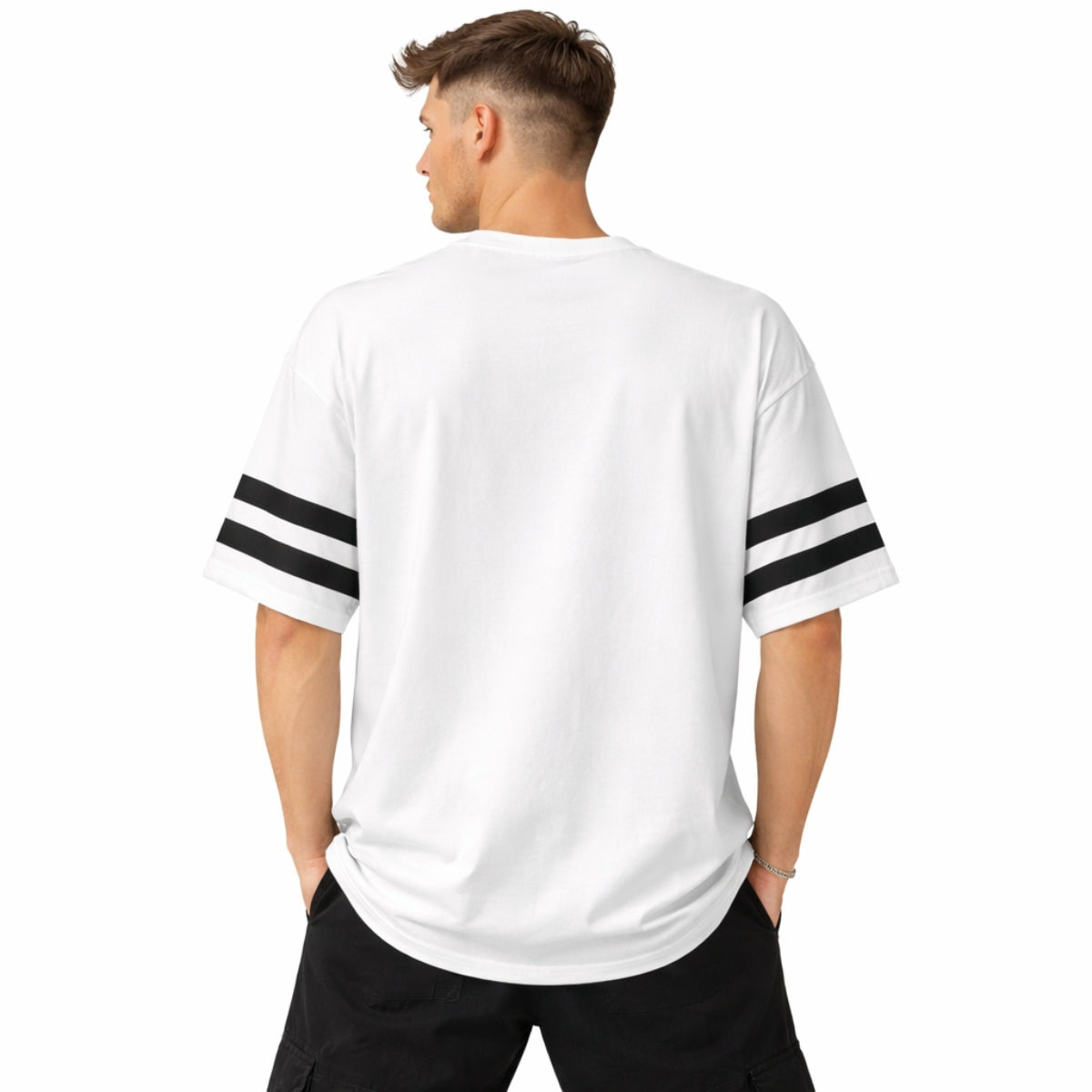 Unisex Oversized Graphic Printed Drop Shoulder T-Shirt - White