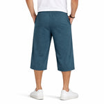 Men's Basic Summer Essential 3 Quarter Shorts - Blue Dianne