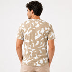 Men's Abstract Print Cotton Jersey T-Shirt - Sand & White