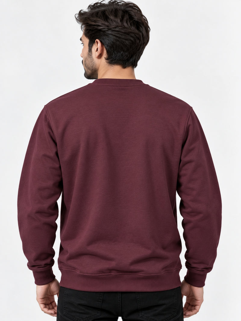 Men's Graphic Printed Sweat Shirt - Burgundy