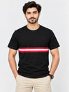 Men Chest Fashion Ribbon Tee Shirt - Black