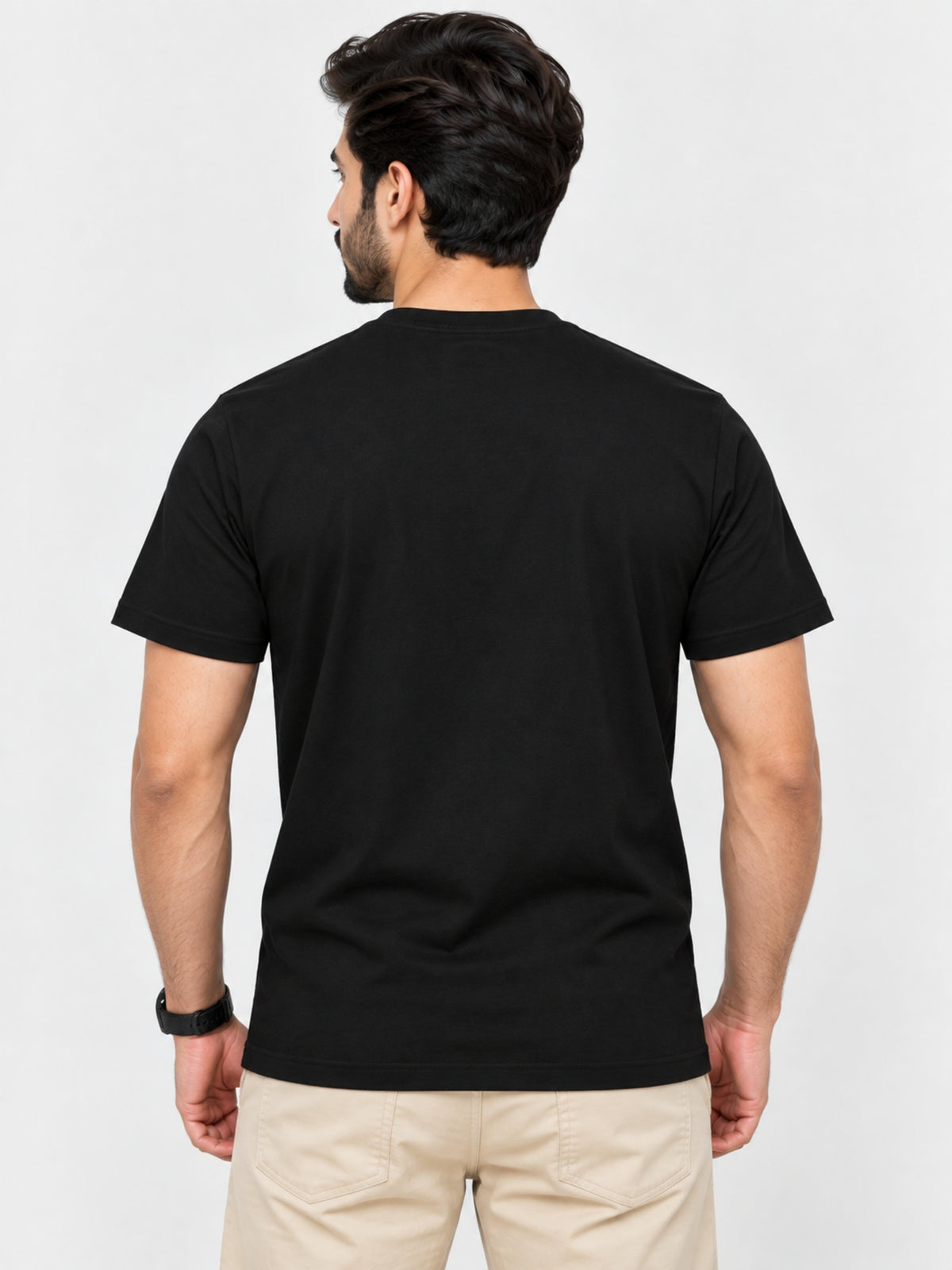 Men Chest Fashion Ribbon Tee Shirt - Black