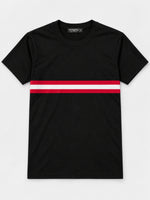 Men Chest Fashion Ribbon Tee Shirt - Black
