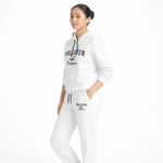 Women’s Printed Hoodie & Joggers Fleece Tracksuit - White