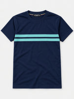 Men Chest Fashion Ribbon Tee Shirt - Navy