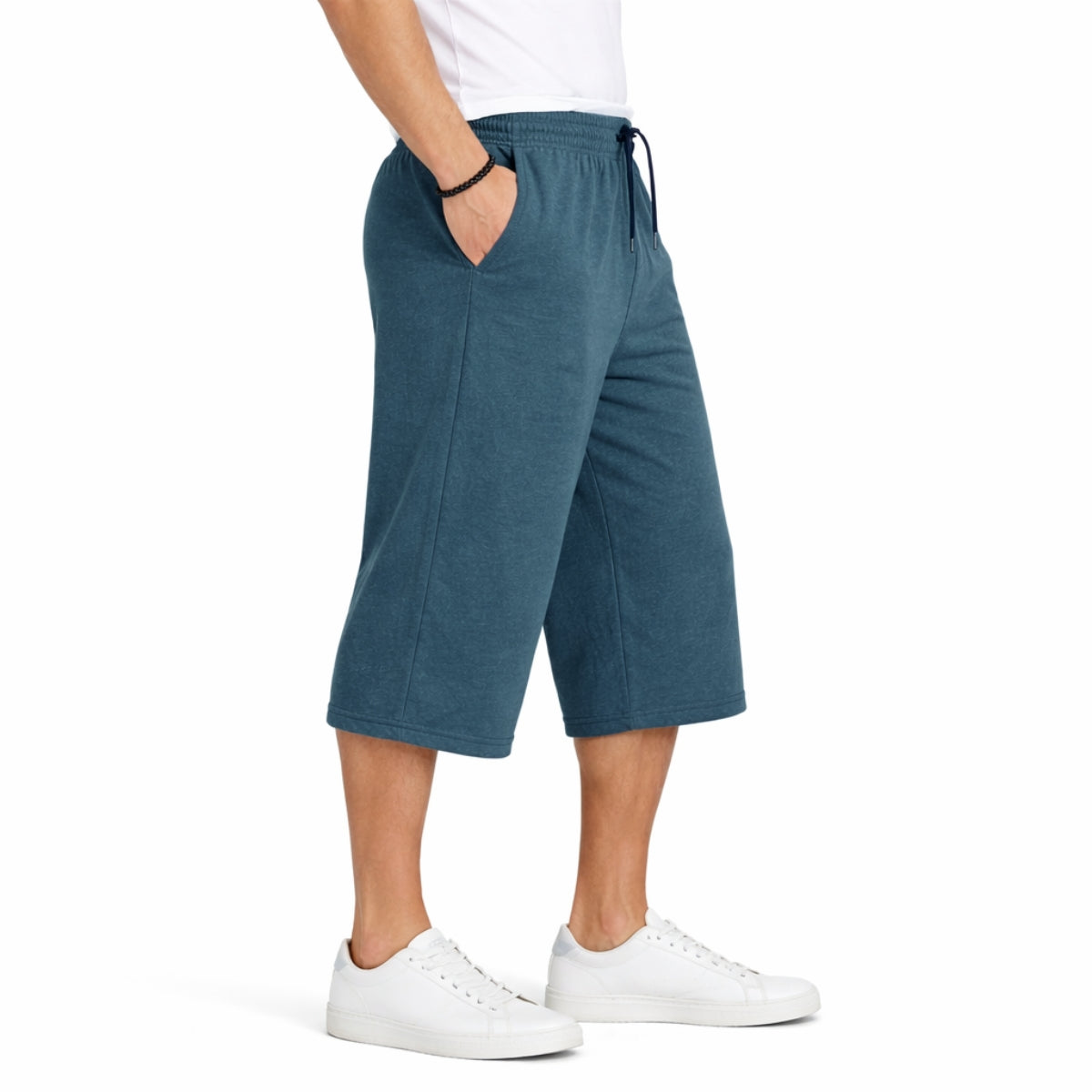 Men's Basic Summer Essential 3 Quarter Shorts - Blue Dianne