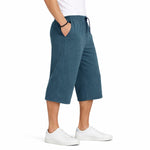 Men's Basic Summer Essential 3 Quarter Shorts - Blue Dianne