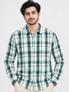 Men's Blue Green Large Check Casual Shirt