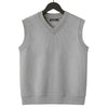 HG Men's Ribbed V-Neck Sleeveless Sweater - Light Gray