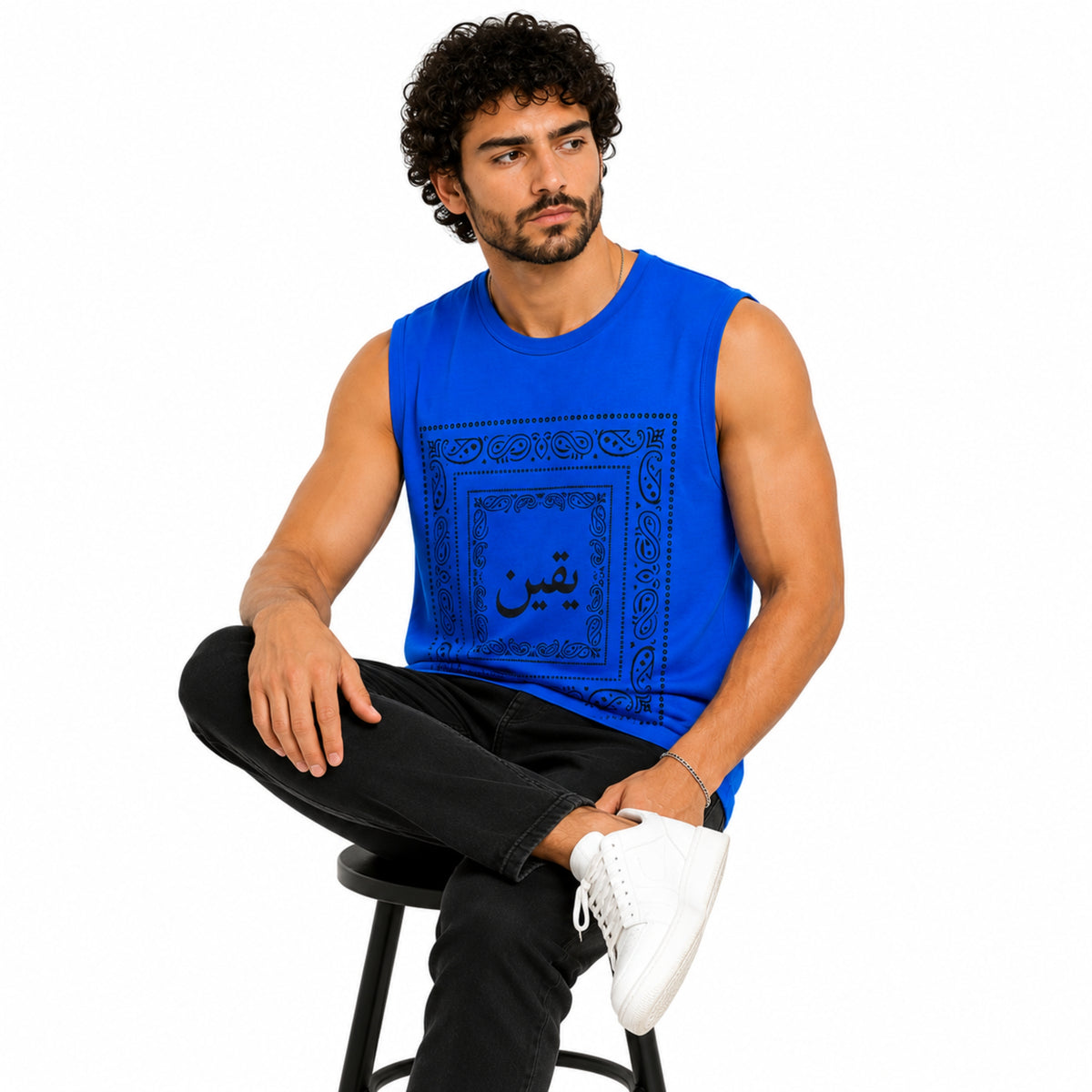 Men's Bandana Graphic Sleeveless Tank Top - Royal Blue