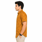 Men’s Geometric Pattern Half Sleeve Casual Shirt – Mustard