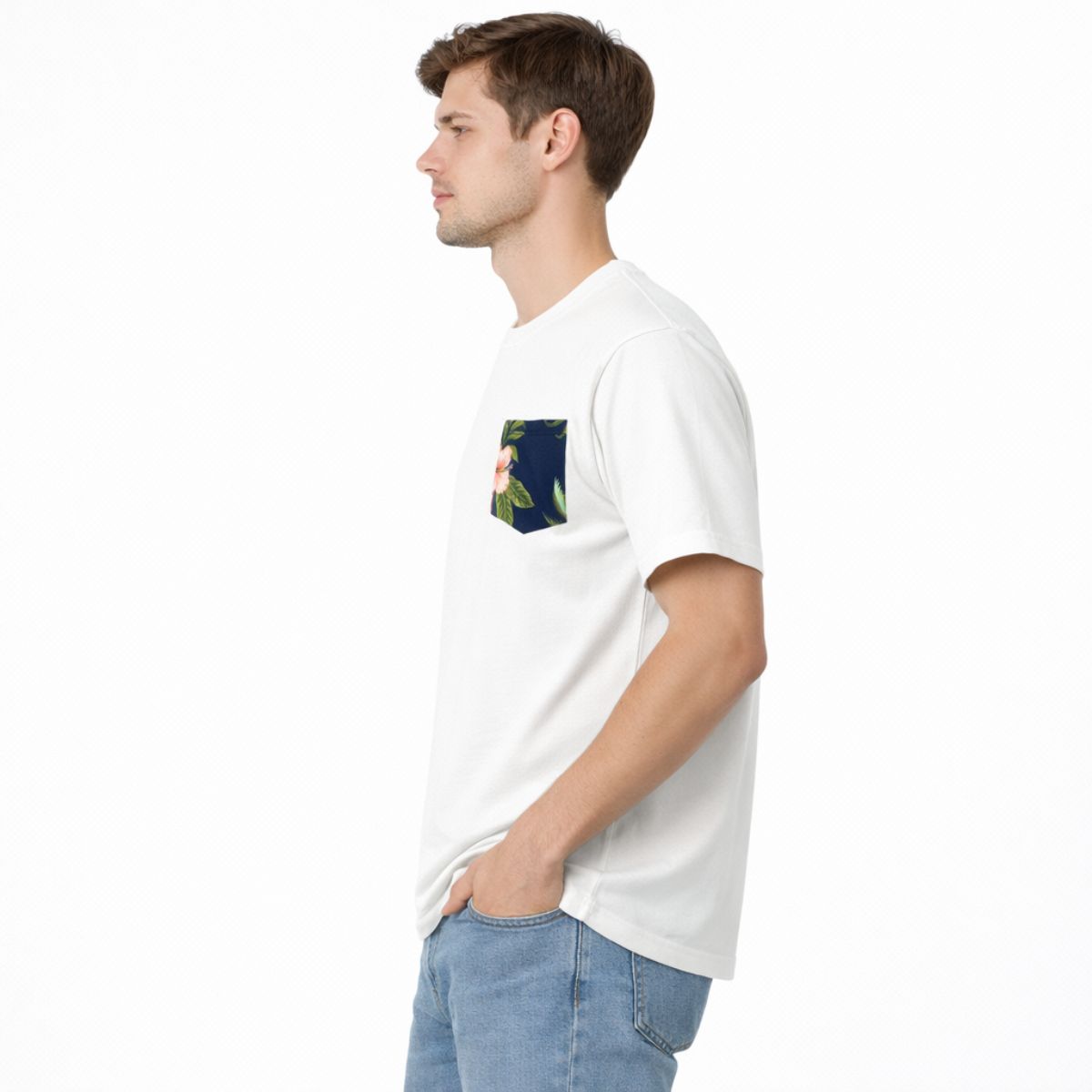 Men’s Premium Contrast Pocket T-Shirt – White