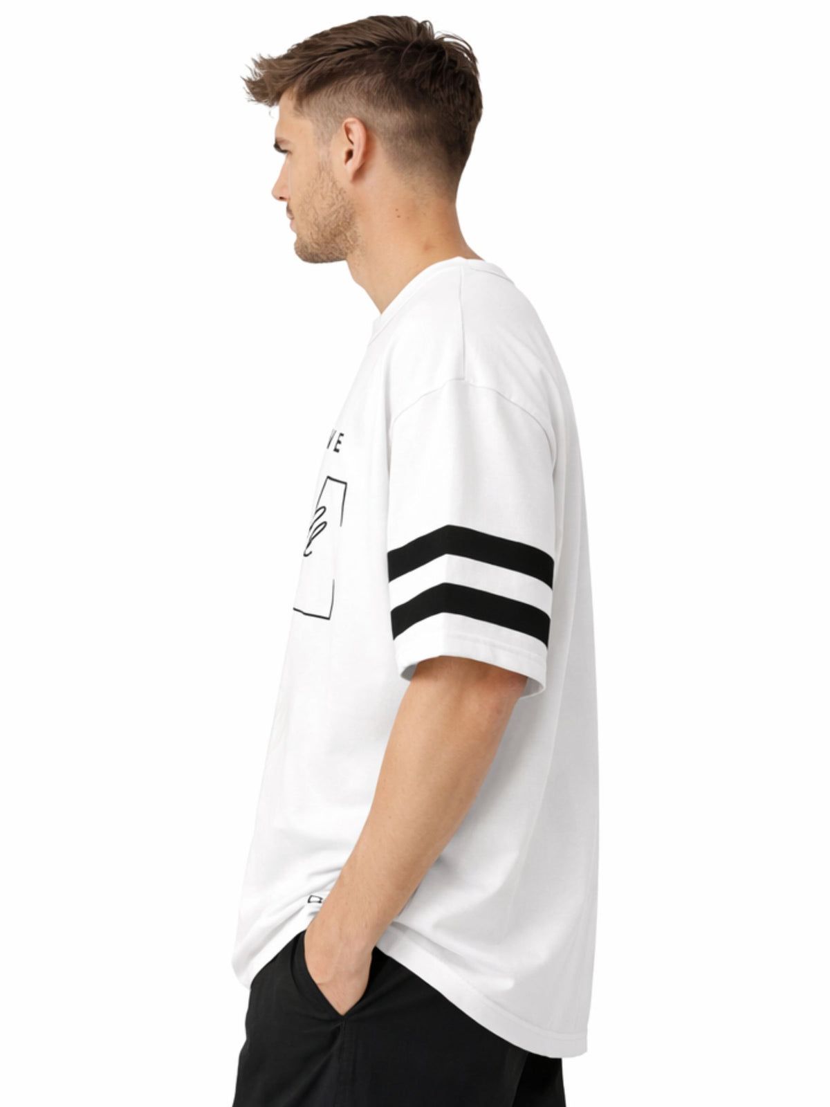 Unisex Oversized Graphic Printed Drop Shoulder T-Shirt - White