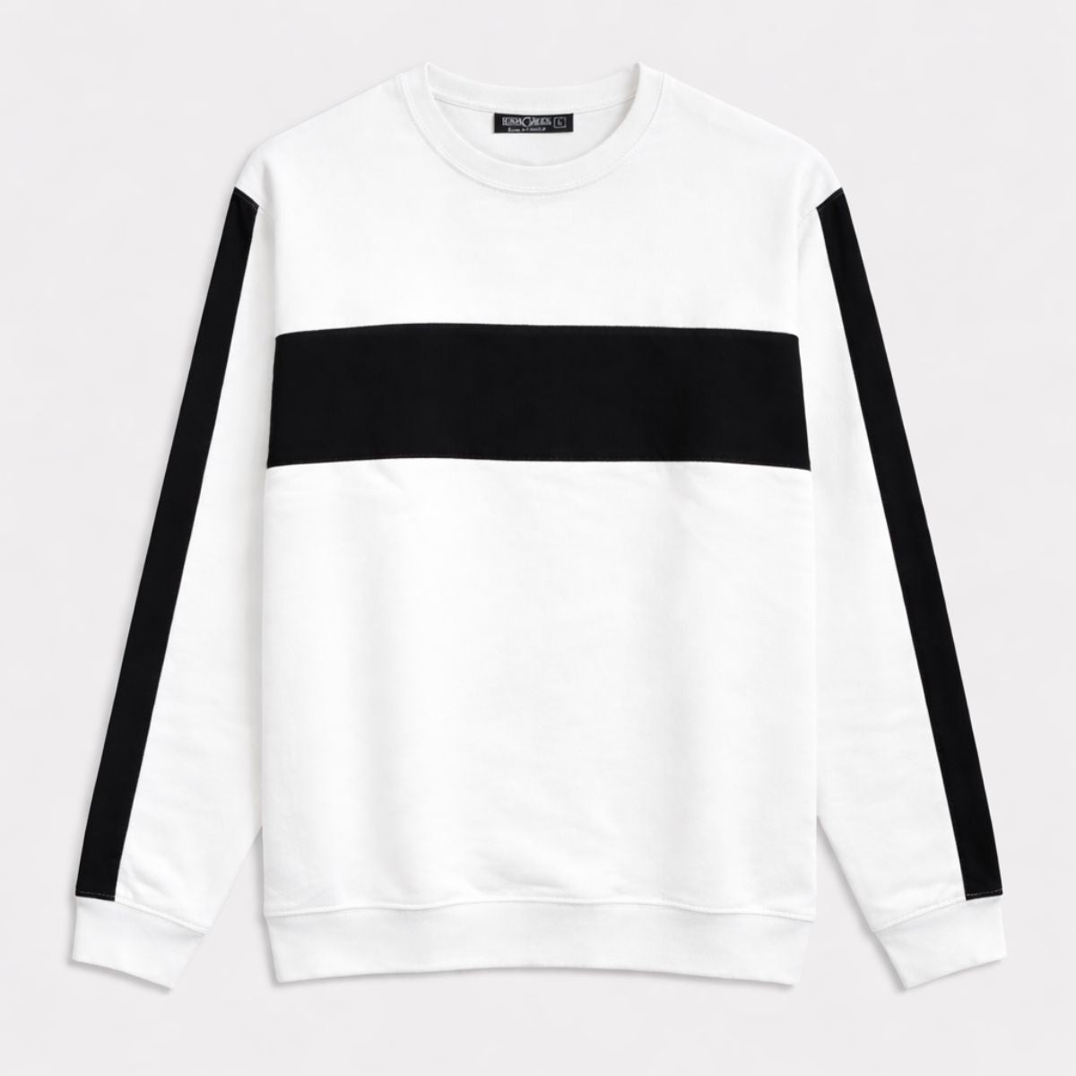 HG Men’s Contrast Panel Terry Tracksuit Crewneck Set - White Black