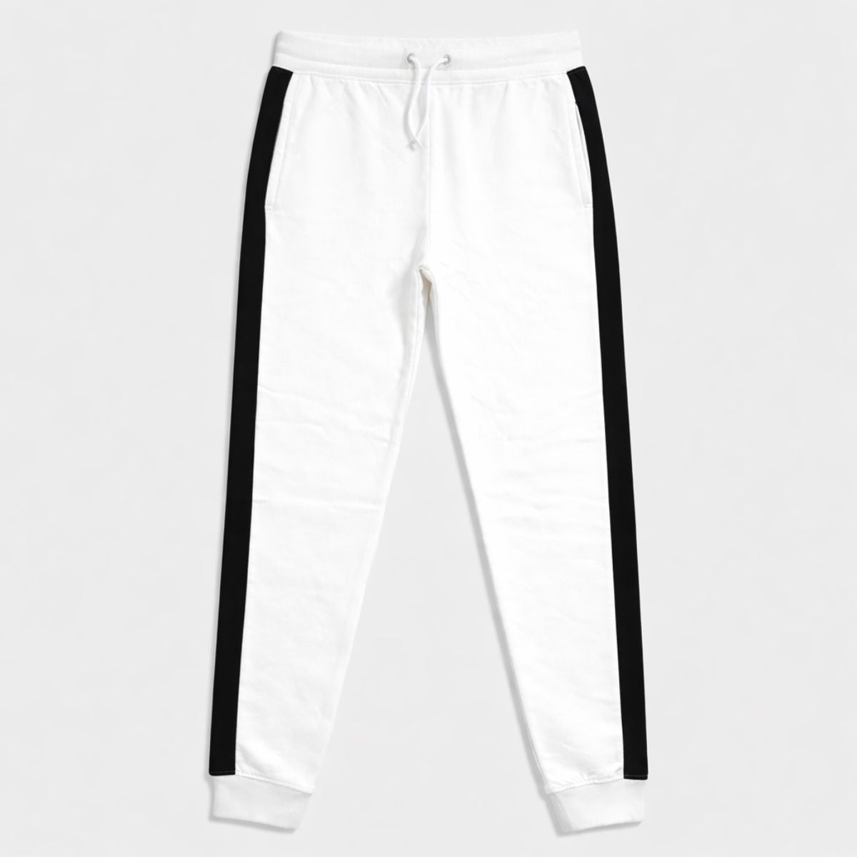 HG Men’s Contrast Panel Terry Tracksuit Crewneck Set - White Black