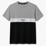 Men's Cut & Sew panel Tee Shirt - Gray, White & Black