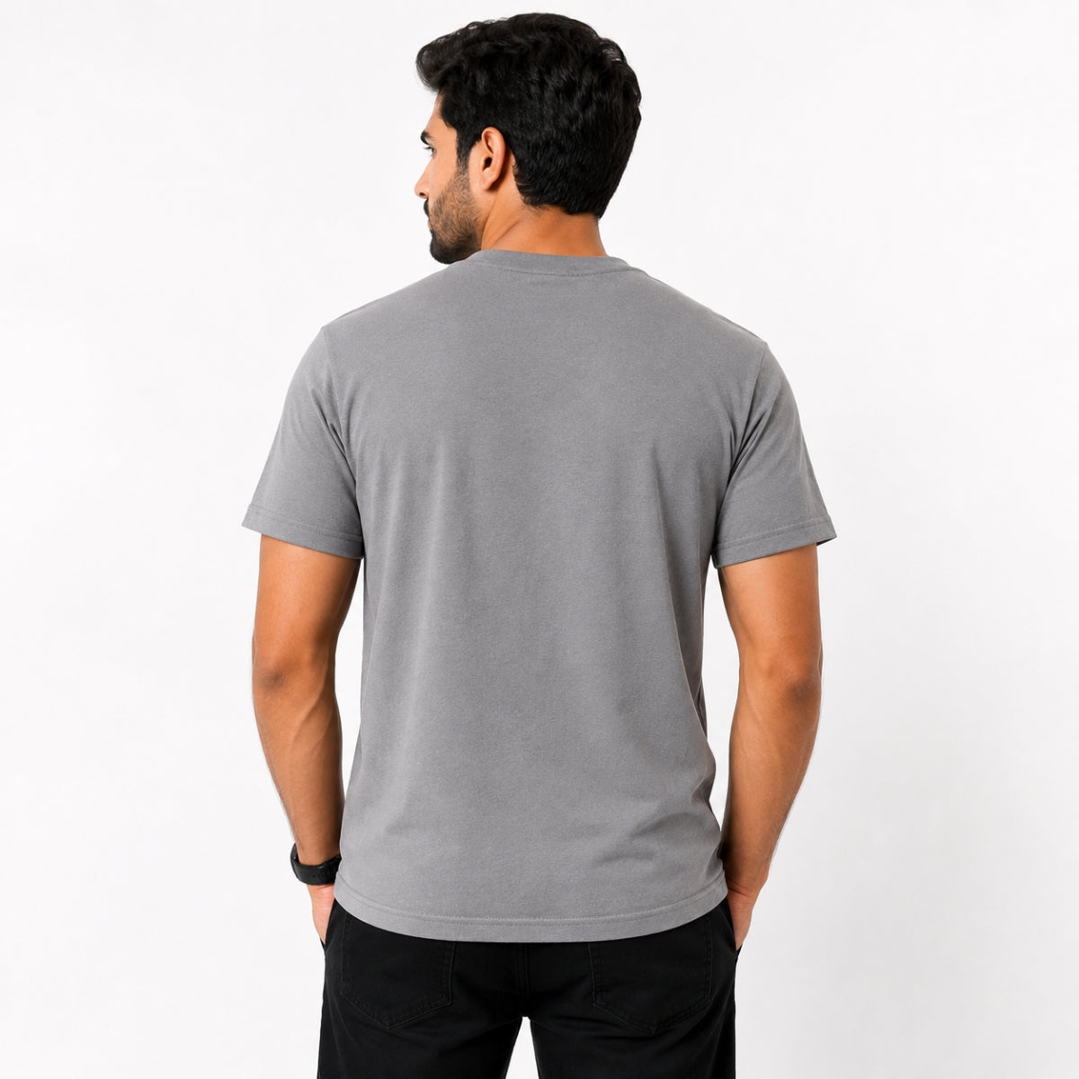 Men's Cut & Sew panel Tee Shirt - Gray, White & Black