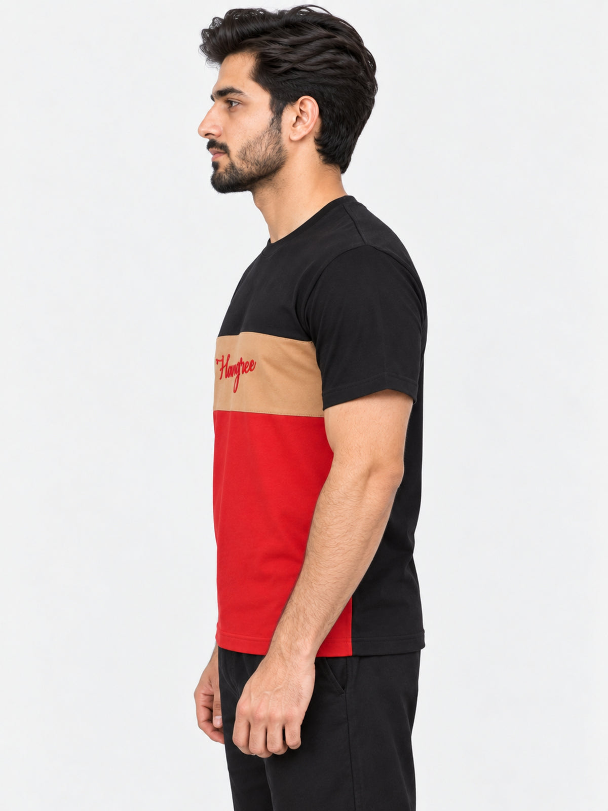 HG Three Panel Emb O Neck Tee Shirt For Men's