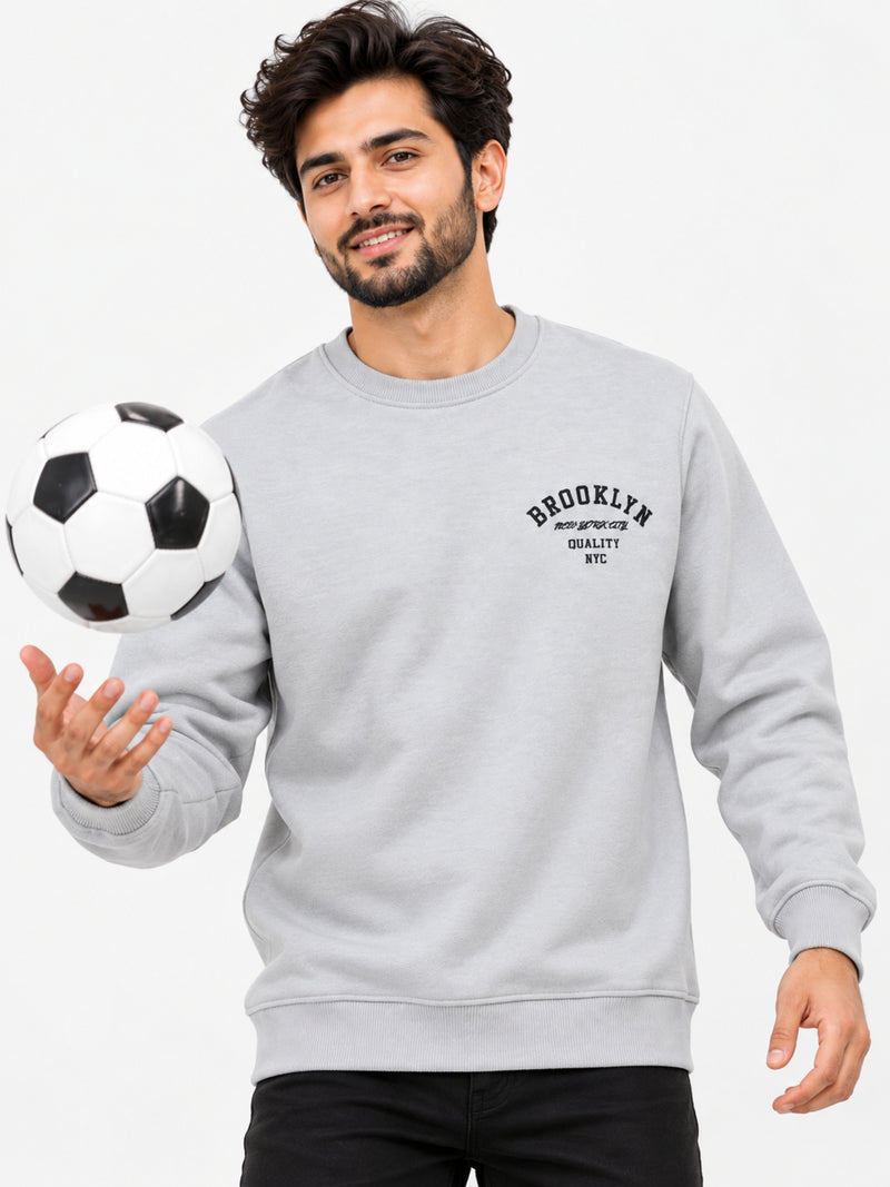 Sleek "Brooklyn" Printed Sweat Shirt - Ice Gray