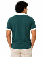 Men’s Classic Thermal Knit Contrast Collar Polo Shirt – Casal Green