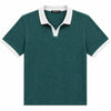 Men’s Classic Thermal Knit Contrast Collar Polo Shirt – Casal Green
