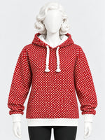 Women's Polka Dot Printed Fleece Hoodie