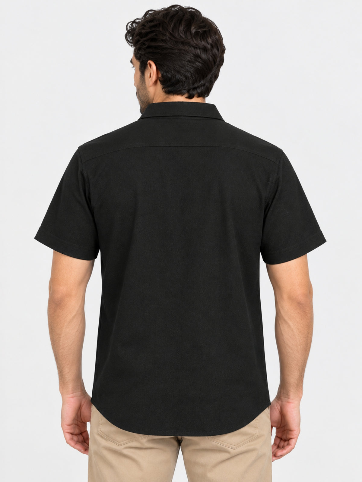 Classy "Brooklyn" Embroidered Soft Cotton Casual Shirt - Black