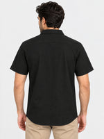 Classy "Brooklyn" Embroidered Soft Cotton Casual Shirt - Black